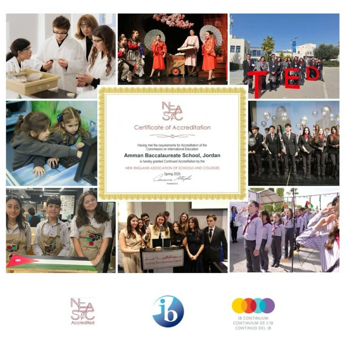 Amman Baccalaureate School announces its ‘successful’ reaccreditation through the IB and NEASC Collaborative Learning Protocol, becoming the first school in Jordan to achieve this ‘milestone’ (Photo courtesy of ABS)
