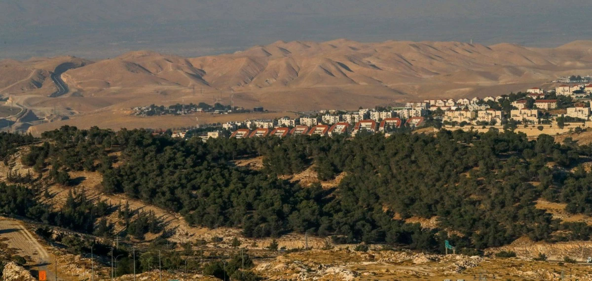 The Israeli settlement of Ma'ale Adumim is seen in the background of the photo of the West Bank’s E1 settlement  taken on June 30, 2020.
(AFP via Getty Images)