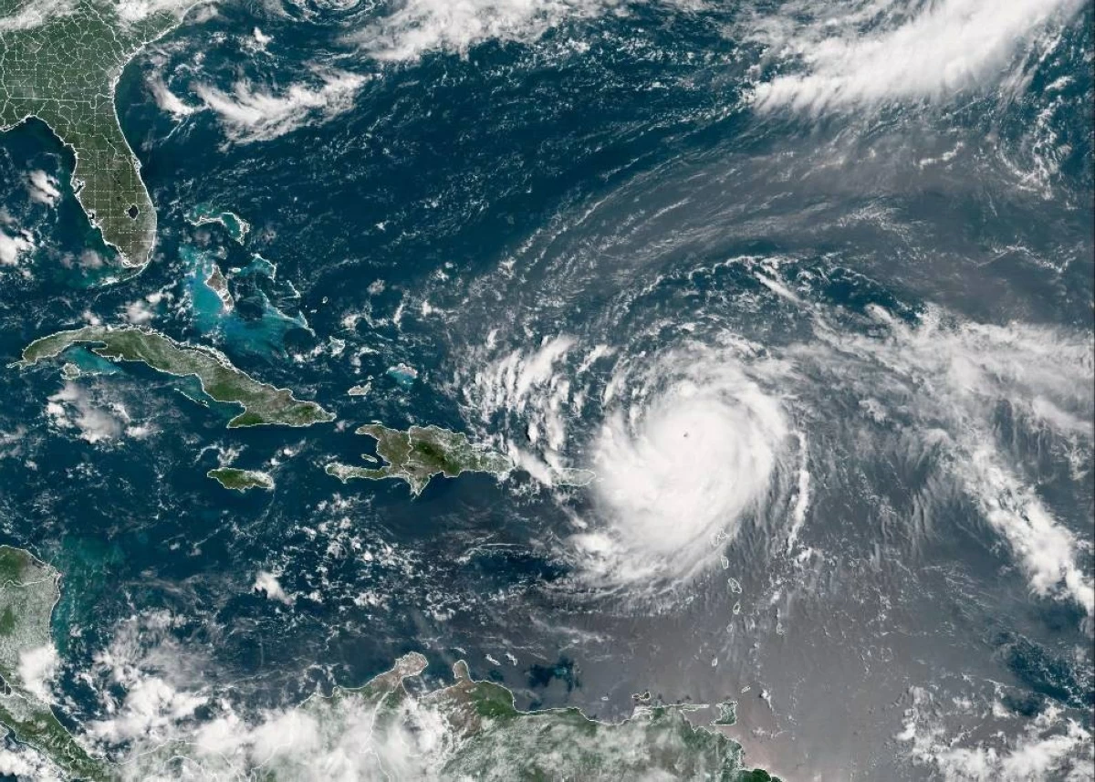 This satellite image provided by the National Oceanic and Atmospheric Administration  shows Hurricane Erin forming in the Atlantic Ocean on August 16, 2025 (AFP photo)