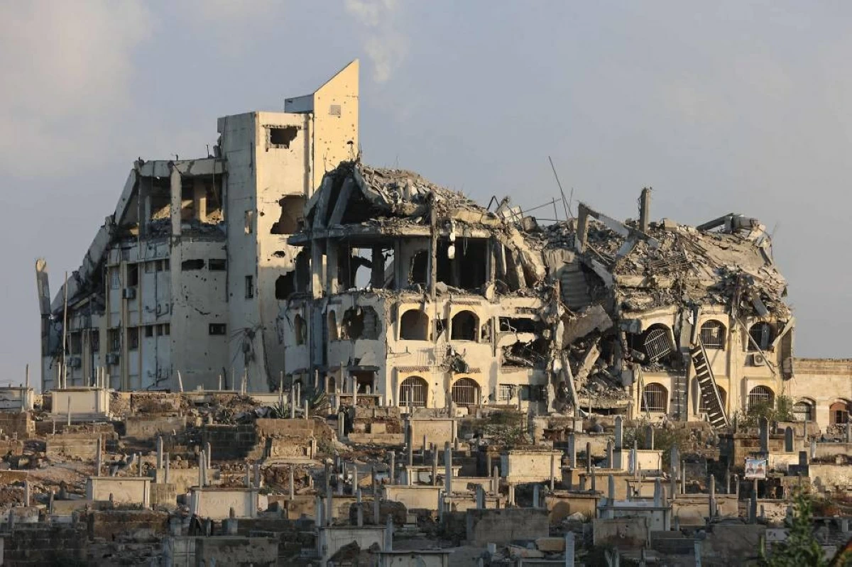 This picture shows the destroyed Gaza municipality building in Gaza City, on August 26, 2025, amid the ongoing Israeli war on the Strip.
(AFP photo)
