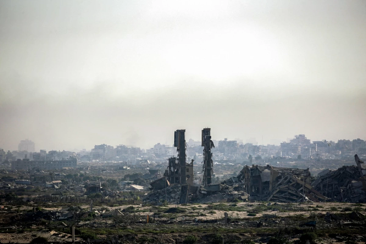 Destroyed buildings are pictured in the Nuseirat camp for Palestinian refugees in the central Gaza Strip on August 30, 2025.
(AFP photo)
