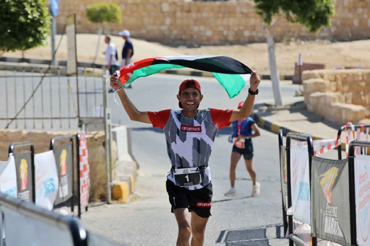 In the marathon, Jordanian athlete Salameh Al Aqra secures first place 

(Photo by Ahmed Khleifat)