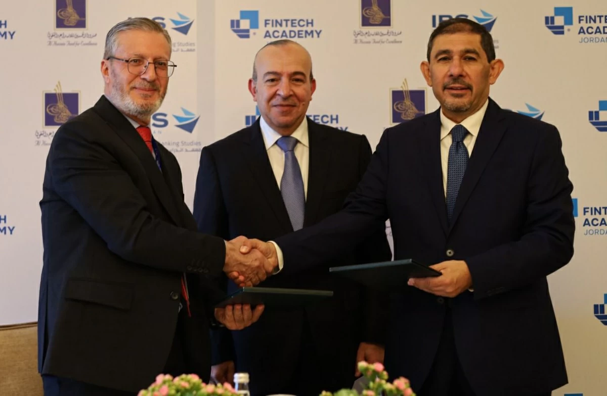 The Institute for Banking Studies on Wednesday signs two key training agreements with Jordan FinTech Academy and Al Hussein Fund for Innovation and Excellence (Photo courtesy of Al Hussein Fund for Innovation and Excellence)