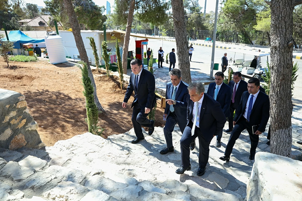 Prime Minister Jafar Hassan, accompanied by Minister of Youth Raed Al Edwan and senior officials, tours Al Hussein Youth City on Monday to review ongoing modernisation and development works, implemented in line with His Majesty King Abdullah’s directives to upgrade the city’s sports and cultural facilities (Prime Ministry photo)
