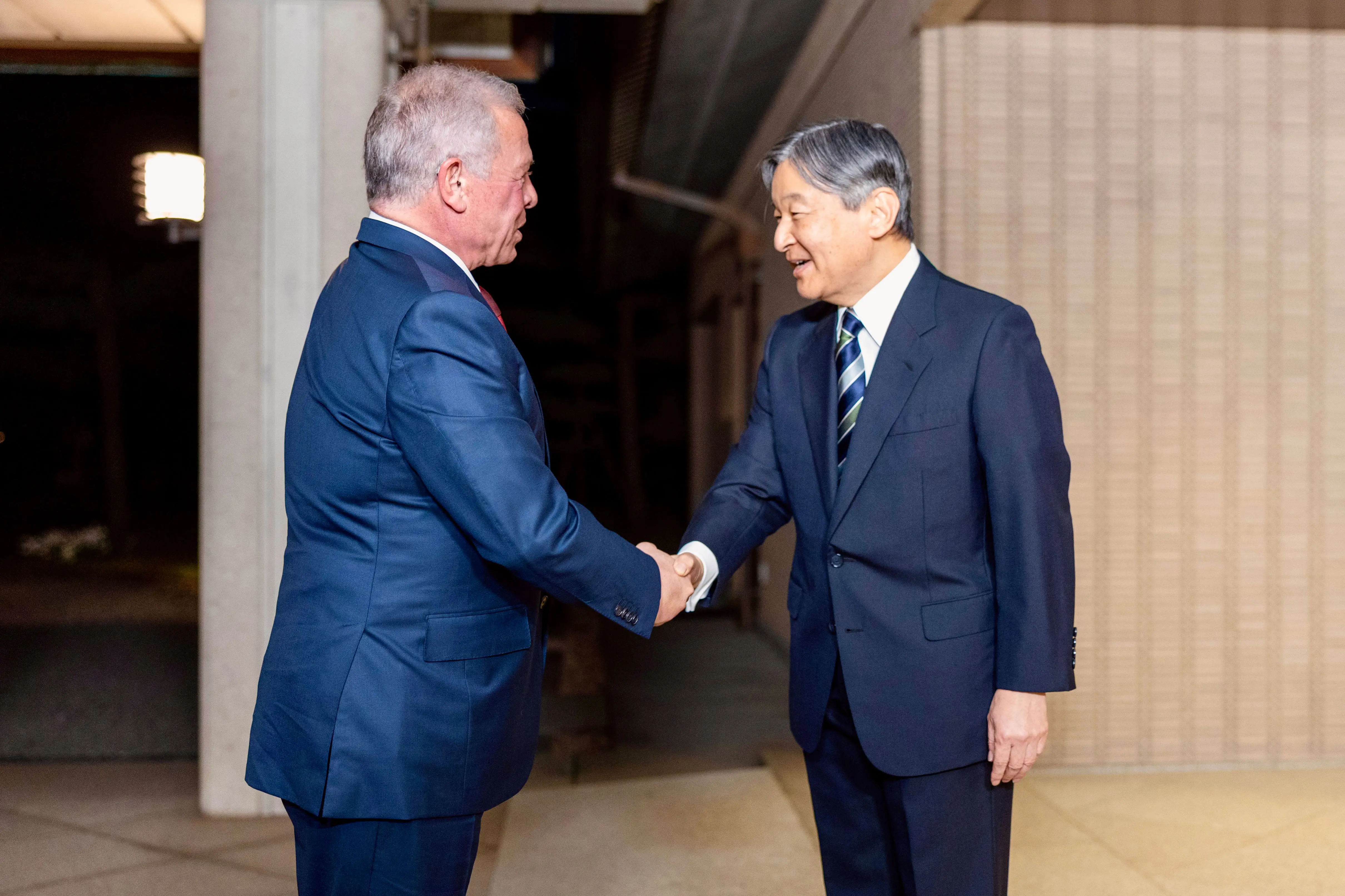 His Majesty King Abdullah meets with Emperor Naruhito of Japan at the Imperial Palace in Tokyo on Monday (photo courtesy of Royal Court)