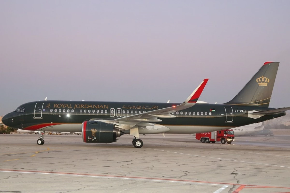 A Royal Jordanian’s (RJ) Airbus A320neo is grounded at the Amman City Airport in Marka in east Amman (RJ photo)