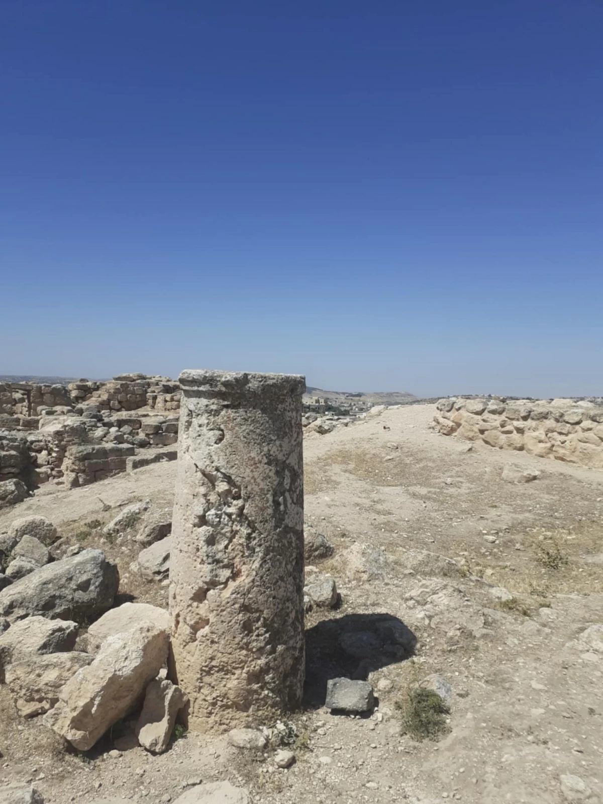 
The column on the top of Tell Hisban, a Mamluk and Ottoman administrative centre in the Madaba Plain (Photo by Saeb Rawashdeh)