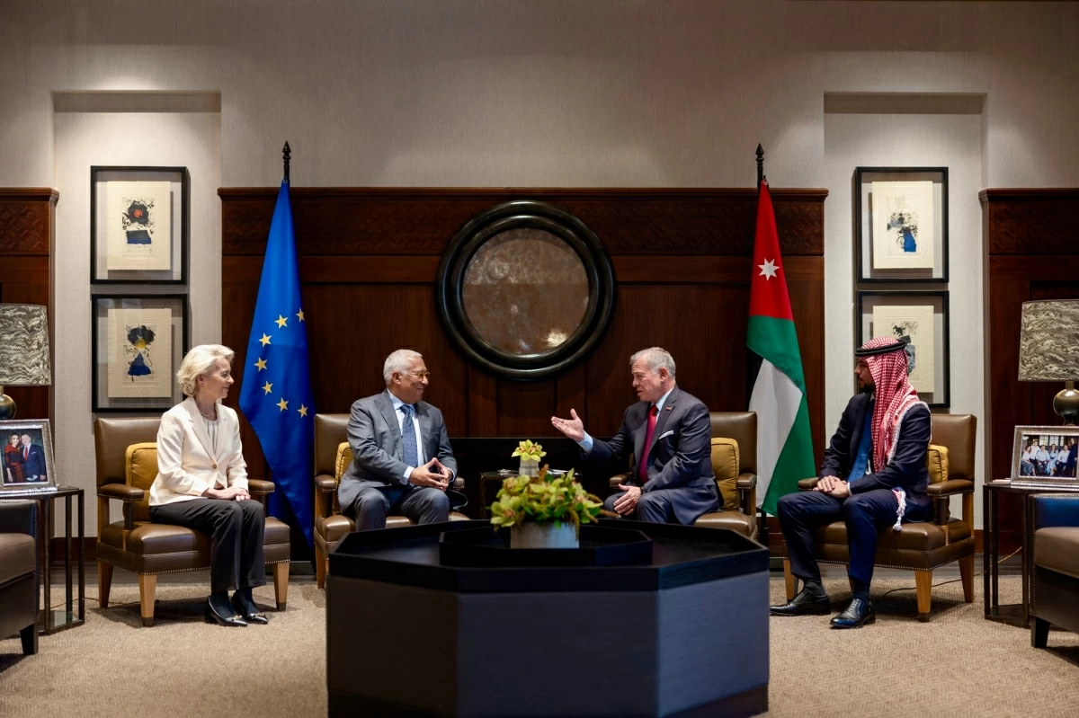 His Majesty King Abdullah hosts the first Jordan-European Union Summit in Amman on Thursday, with the participation of European Council President António Costa and European Commission President Ursula von der Leyen (Photo courtesy of Royal Court)