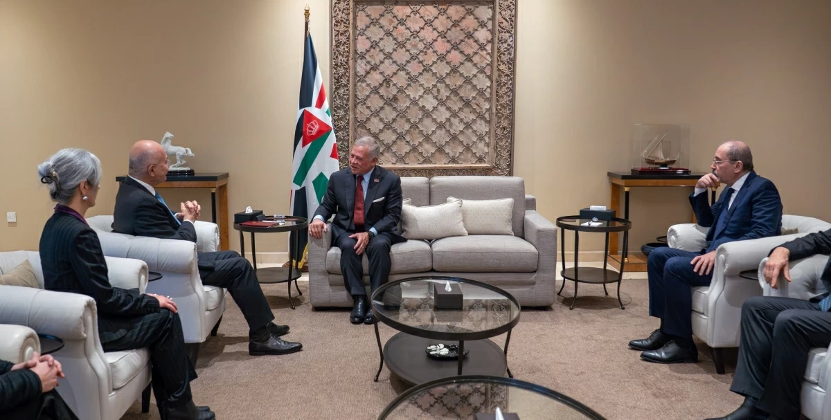 His Majesty King Abdullah receives United Nations High Commissioner for Refugees Barham Salih on Tuesday (Photo courtesy of Royal Court)