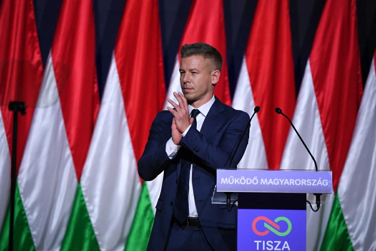 Hungarian opposition leader, head of the TISZA party and candidate for Hungarian Prime Minister Peter Magyar holds a state-of-the-nation speech on Sunday in Budapest, Hungary (AFP photo)