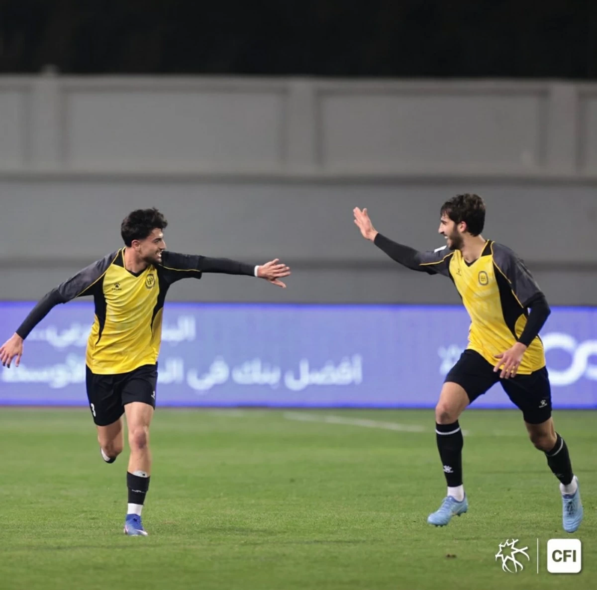 Hussein players celebrating their vital 2-0 win over Wihdat  last week (Photo courtesy of Jordan Pro League CFI)