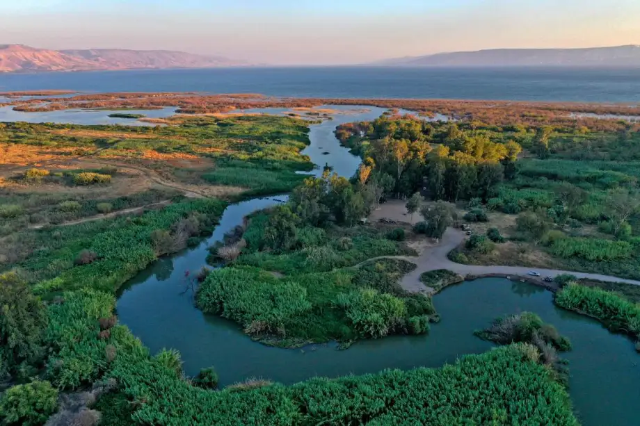 Shows the Jordan River flowing through the Beteha (Bethsaida Valley) into the northern part of the Sea of Galilee
(AFP via Getty Images)