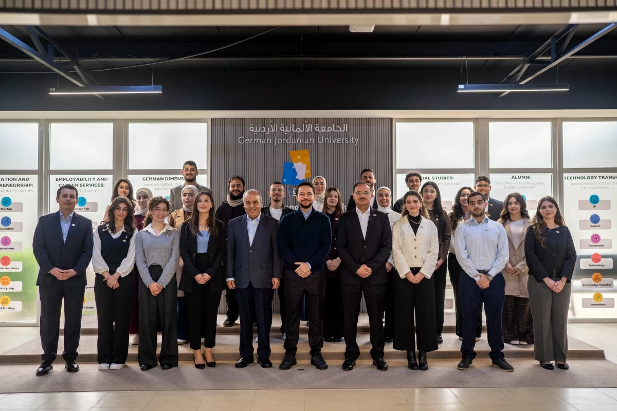 HRH Crown Prince Hussein visits the German Jordanian University (GJU) on Thursday (Photo courtesy of Royal Court)