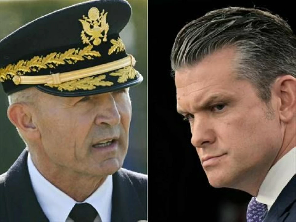 This combination of pictures created on April 2, 2026 shows US Army Chief of Staff General Randy George (L) in Washington, DC on September 19, 2025 and US Secretary of Defense Pete Hegseth in Washington, DC, on March 31, 2026 (AFP photo)