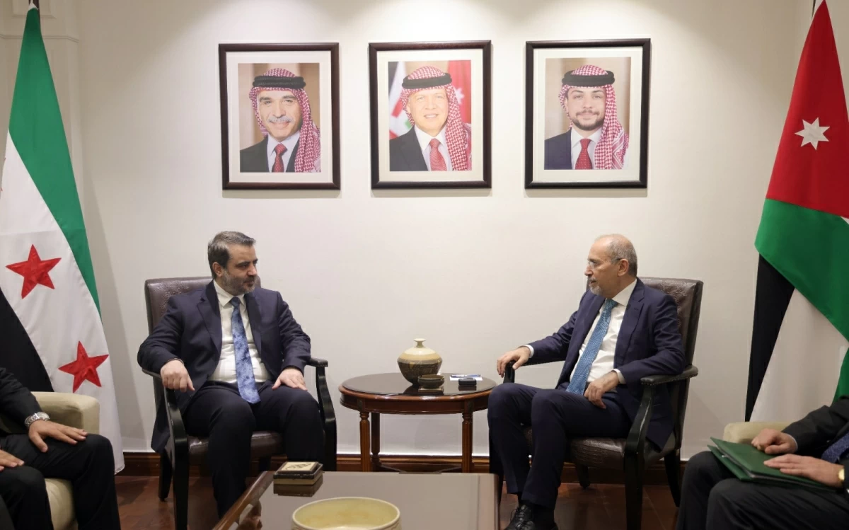 Deputy Prime Minister and Minister of Foreign Affairs  Ayman Safadi on Saturday meets with Syrian Foreign Minister Asaad Al Shaibani (Photo courtesy of Foreign Ministry)