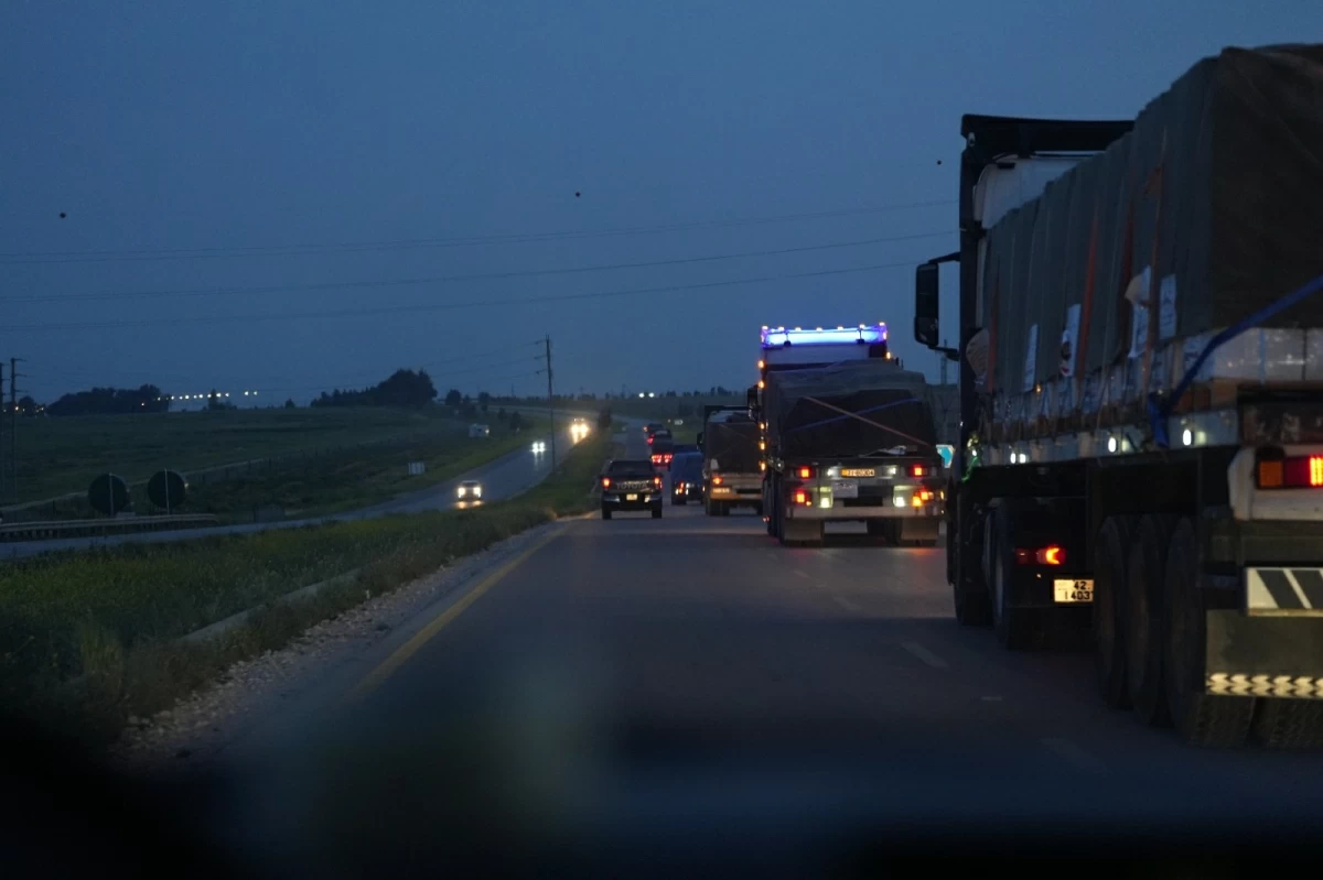 In this photo, provided on Thursday by the Jordan Hashemite Charity Organisation (JHCO), trucks carrying relief aid are seen en route to Lebanon as part of efforts to assist the country, which is facing a dire humanitarian situation amid the Israel-Hizbollah war

 

(JHCO photos)