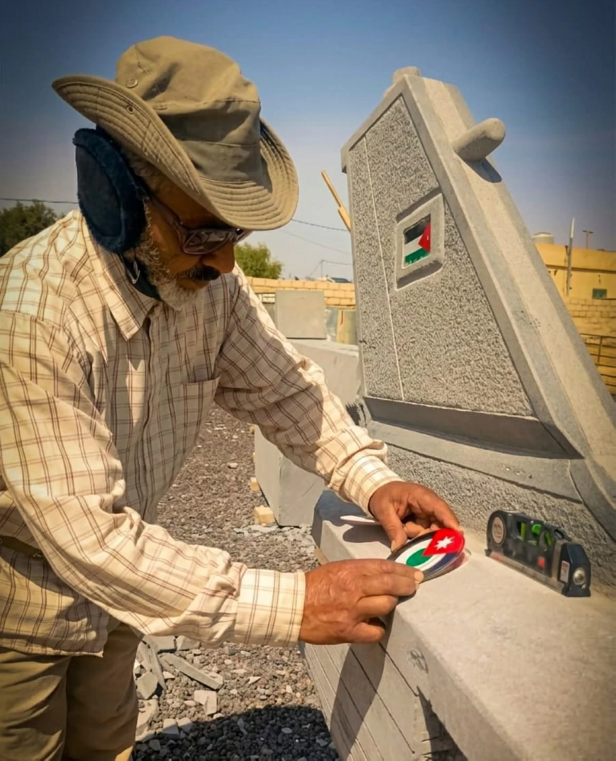 A memorial dedicated to martyr pilot Muath Kasasbeh in Ai, Karak Governorate, is nearing completion, with final works under way ahead of its official inauguration soon (Ministry of Culture photo)
