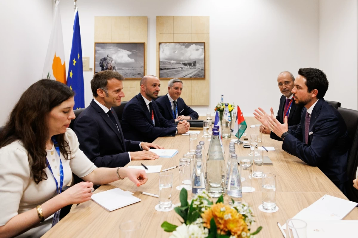 Crown Prince meets France president on margins of EU meeting in Cyprus