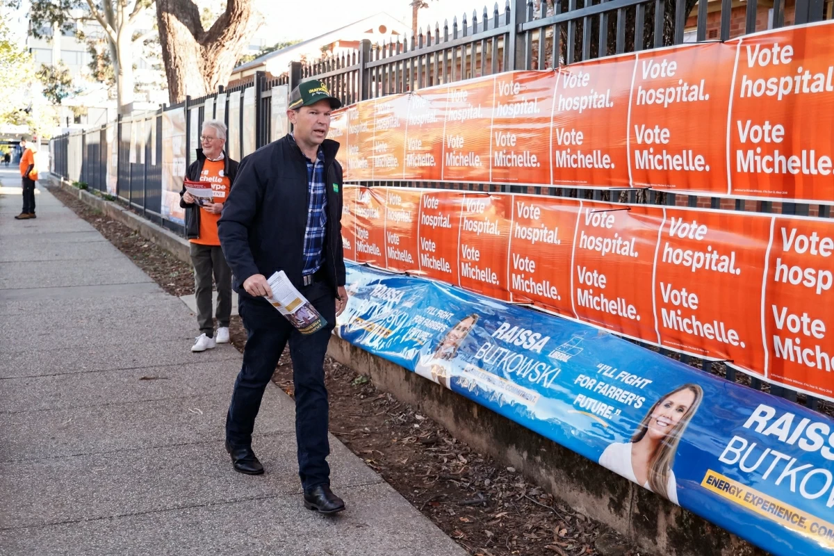 Matt Canavan, leader of the National Party of Australia, arrives at a polling station to vote in Albury, New South Wales, on Saturday (AFP photo)
