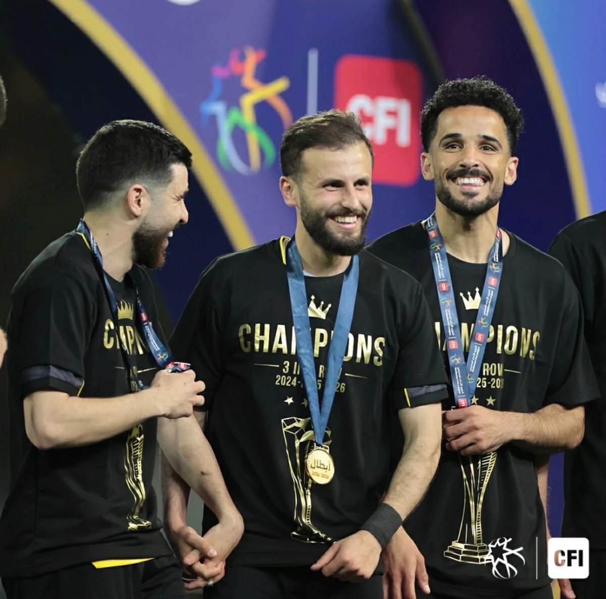 Hussein players celebrate their 3rd consecutive Pro League title (photo courtesy of Jordan League)