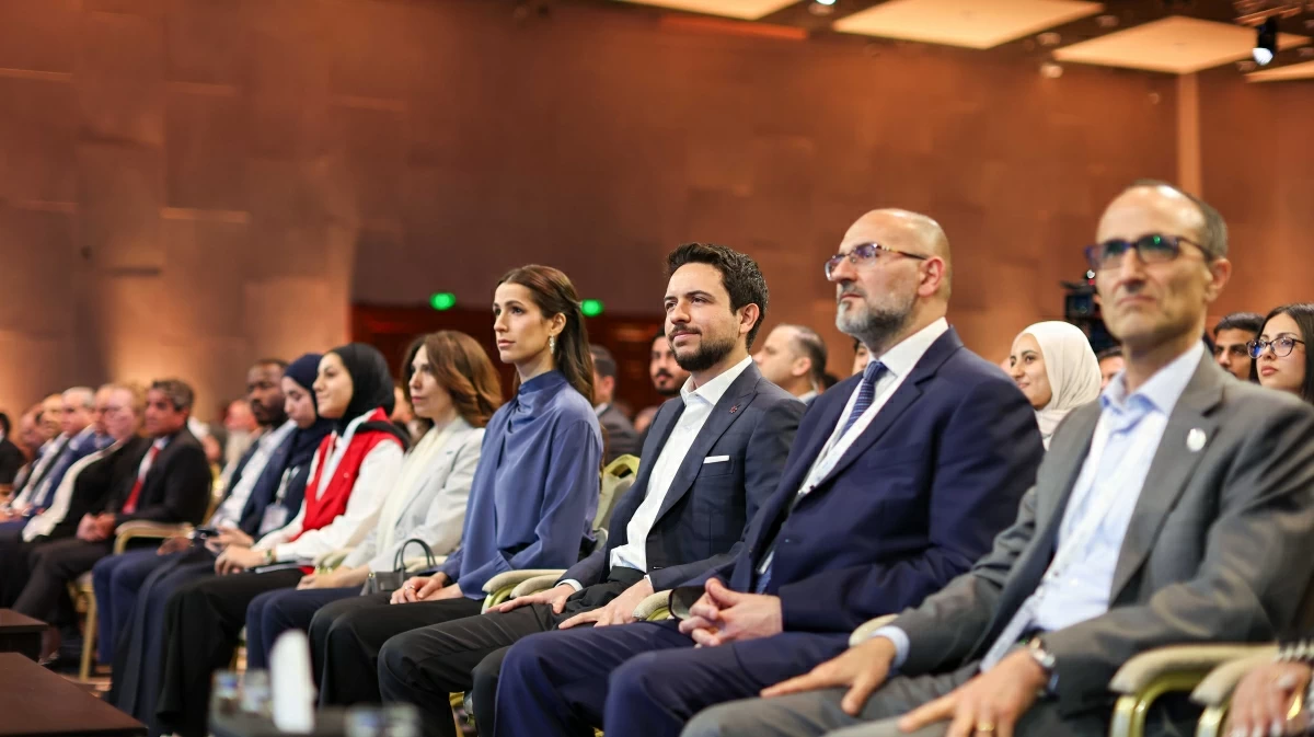 HRH Crown Prince Hussein and HRH Princess Rajwa Hussein participate in a panel discussion on the impact of artificial intelligence on sector productivity at the Tawasol 2026 forum
(Photos courtesy of Royal Court)
