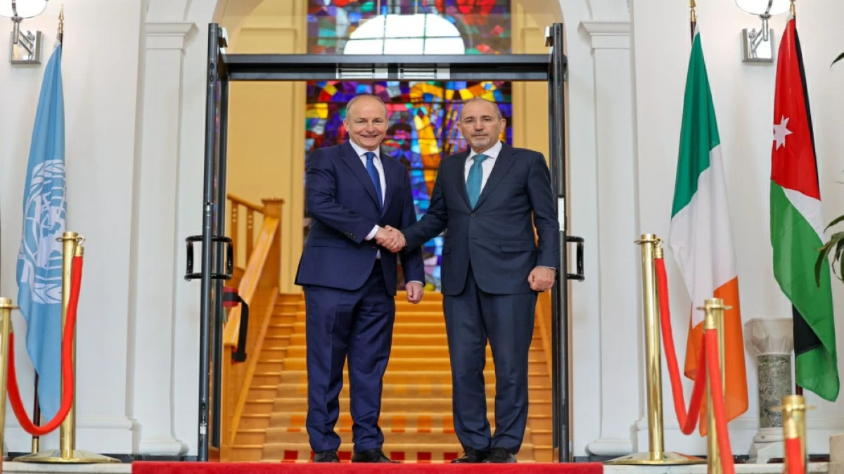 Deputy Prime Minister and Minister of Foreign Affairs Ayman Safadi on Wednesday meets with Irish Prime Minister Micheál Martin (Photo courtesy of Foreign Ministry)