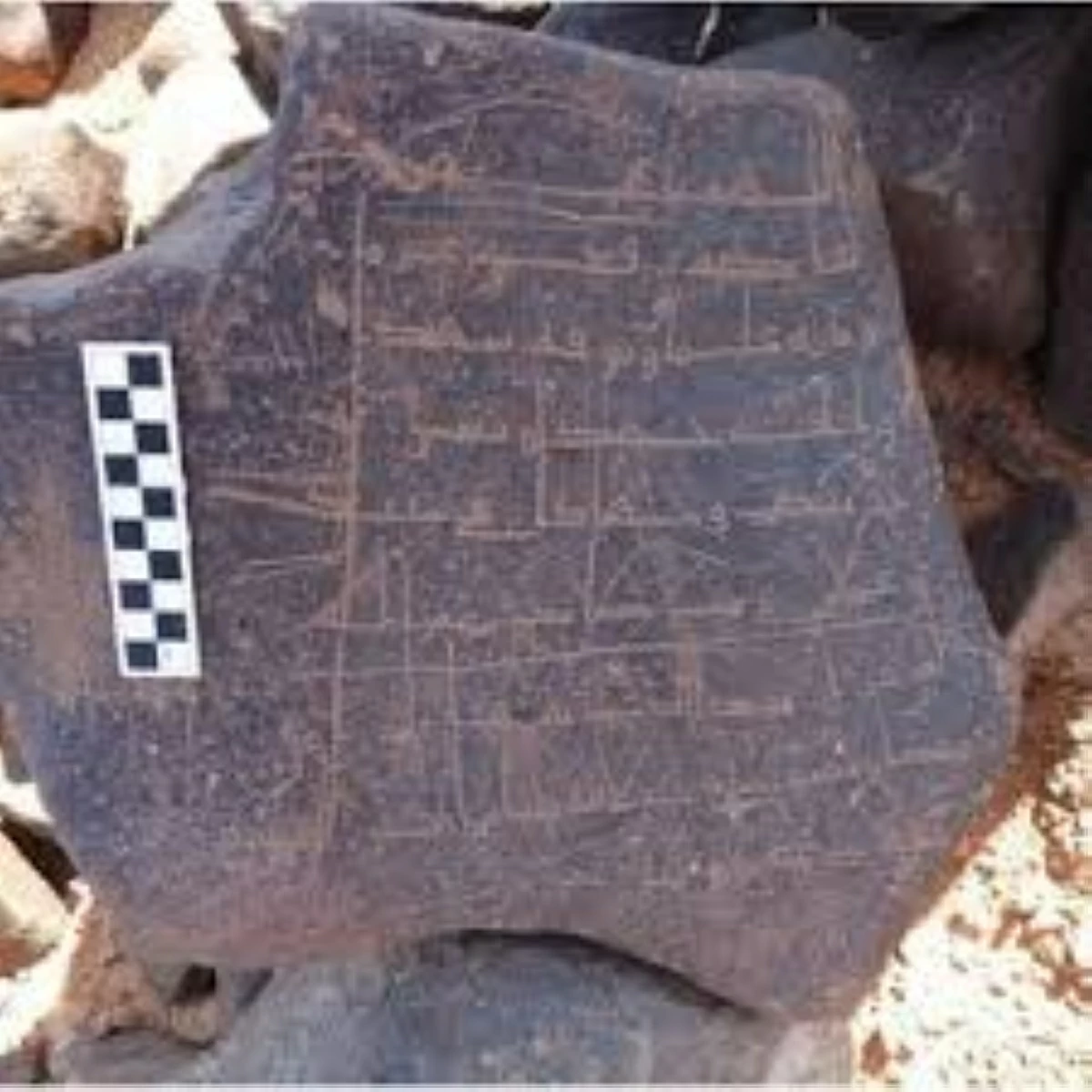 Inscription written during the reign of Hisham b. Abd Al Malik, discovered in Wadi Shuwayti )Photo courtesy of Ali Manaser(