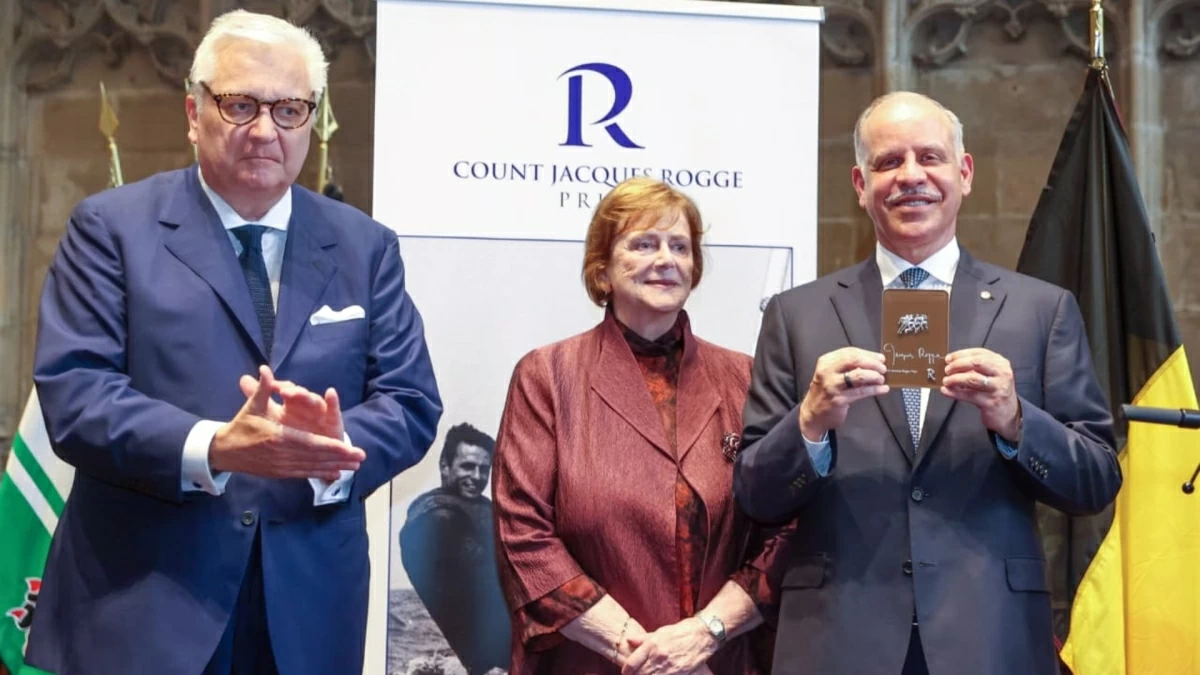 HRH Prince Feisal, founder and chairman of Generations for Peace, on Friday receives the first edition of the Count Jacques Rogge Award during an official ceremony in Belgium (Petra photo)