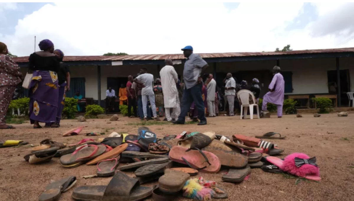 The remaining wares of students of Bethel Baptist High School are seen inside the school premises as parent of abducted students wait for the return of their children whom were abducted by gunmen in the Chikun Local Government Area of Kaduna state, northwest Nigeria on July 14, 2021 (AFP photo)