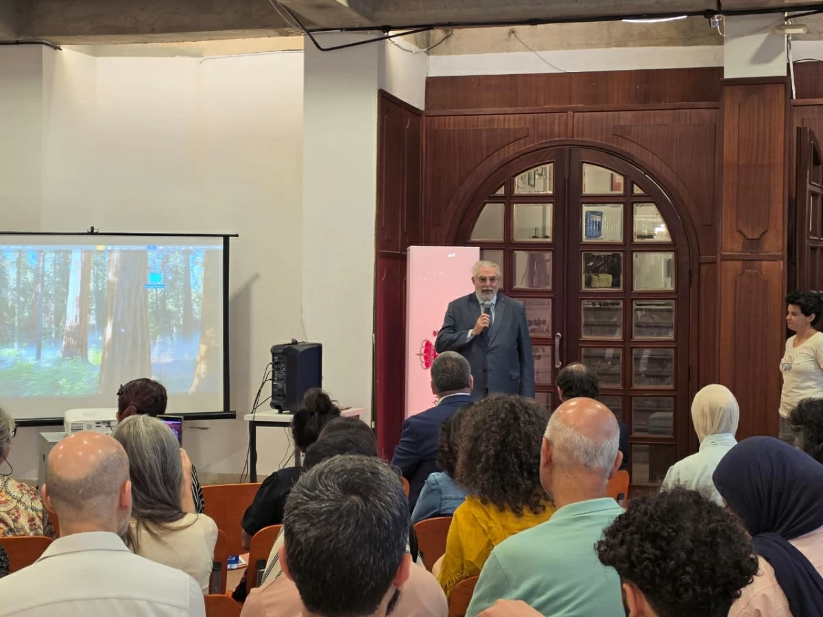 Spanish Ambassador to Jordan José Luis Pardo Cuerdo speaks during the opening of the ‘Menú de Gaza’ exhibition, organised by the Spanish embassy as part of the 14th edition of Image Festival Amman (Photo courtesy of the Spanish embassy)
