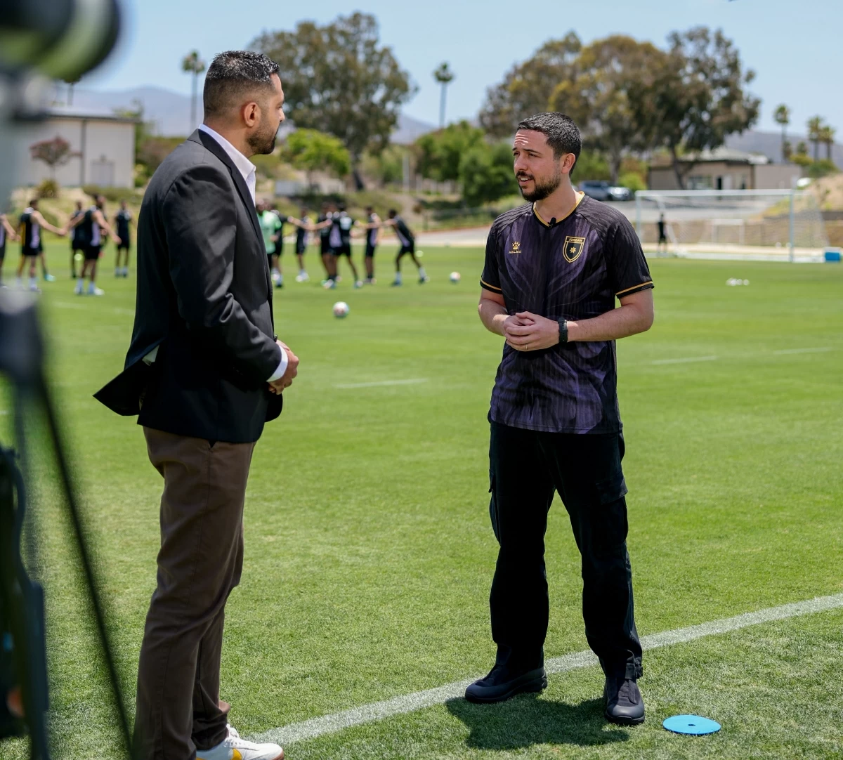HRH Crown Prince Hussein visits the Jordan national football team’s base camp in San Diego, USA during their final training sessions ahead of the 2026 World Cup (Photo courtesy of Royal Court)
