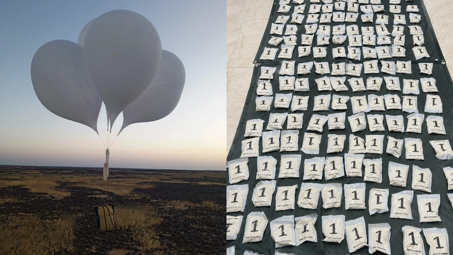 The Eastern Military Region command on Tuesday foils four attempts to smuggle large quantities of narcotics using electronically guided balloons (JAF photo)