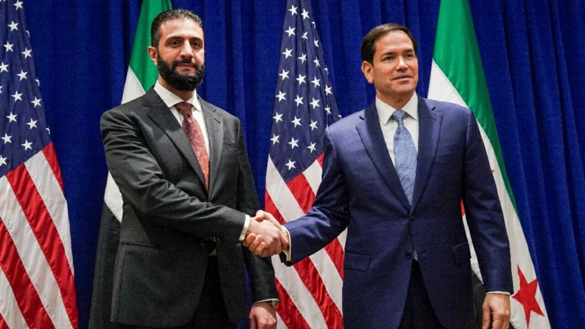 Syrian President Ahmed al-Sharaa meets top US diplomat Marco Rubio (R) on the sidelines of the United Nations General Assembly meeting in New York on September 22, 2025- Bing Guan (AFP photo)