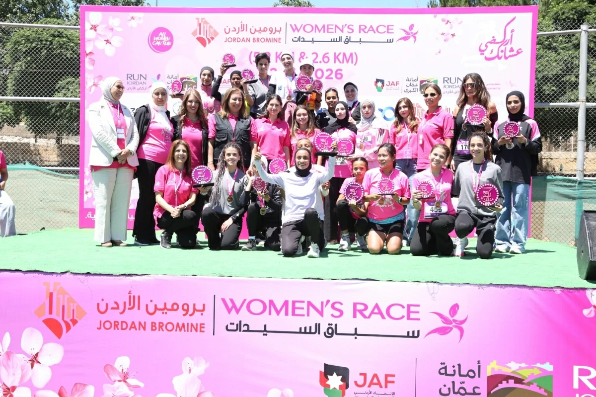 Run Jordan on Friday celebrates the conclusion of the 5th edition of the Bromine Women’s Race, held under the slogan ‘Run for You’ at Al Hussein Public Parks (Run Jordan photo)