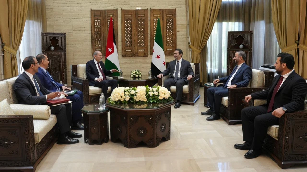 A high-level Jordanian delegation, led by Deputy Prime Minister and Foreign Minister Ayman Safadi, on Sunday meets in Damascus with Syrian Foreign Minister Asaad Al Shaibani and senior officials to discuss boosting cooperation in several fields (Photo courtesy Foreign Ministry)