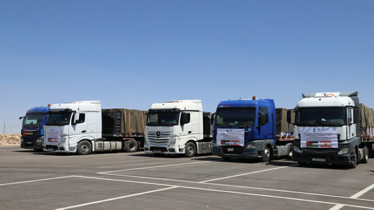 Jordan Hashemite Charity Organisation (JHCO) says on Thursday it dispatched a new humanitarian aid convoy to Lebanon (JHCO photo)
