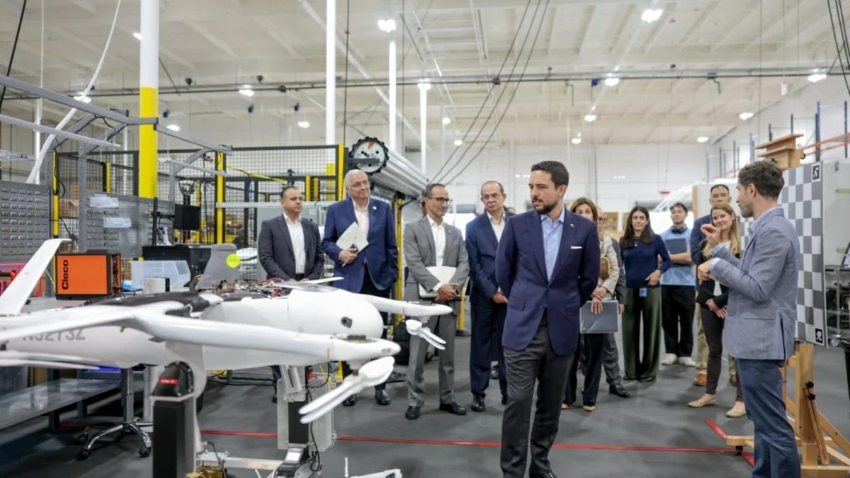 HRH Crown Prince Hussein visits on Monday the headquarters of Zipline, a global leader in autonomous aerial logistics technology, based in California (Photo courtesy of Royal Court)