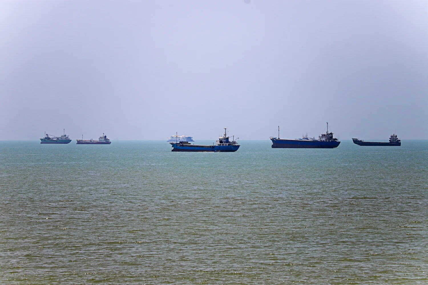 Vessels are seen anchored in Bandar Abbas, Iran, along the Strait of Hormuz on June 18 (AFP via Getty Images)