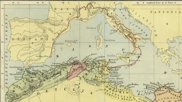 A map showing Hannibal's route into Italy crossing the Alps (AFP photo)