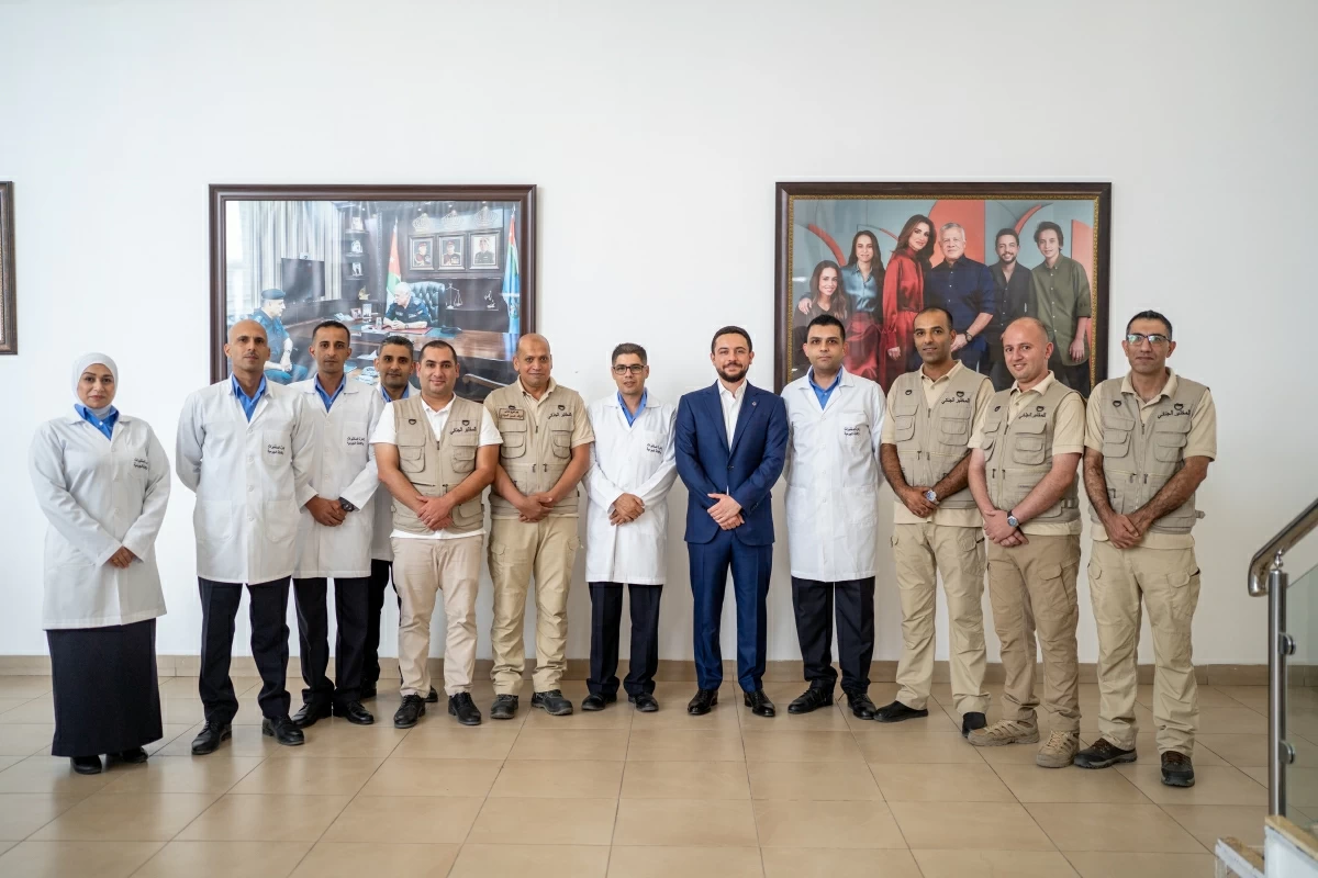 HRH Crown Prince Hussein, the Regent, visits the Public Security Directorate’s Forensic Laboratories Department on Thursday (Photo courtesy of Royal Court)