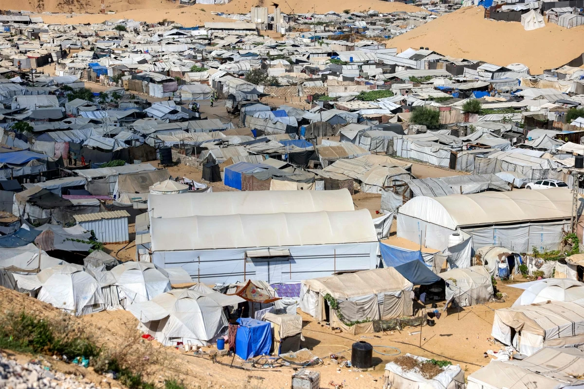 Tents for people displaced by war are pictured in Khan Yunis in the southern Gaza Strip on July 11, 2026 (AFP photo) 