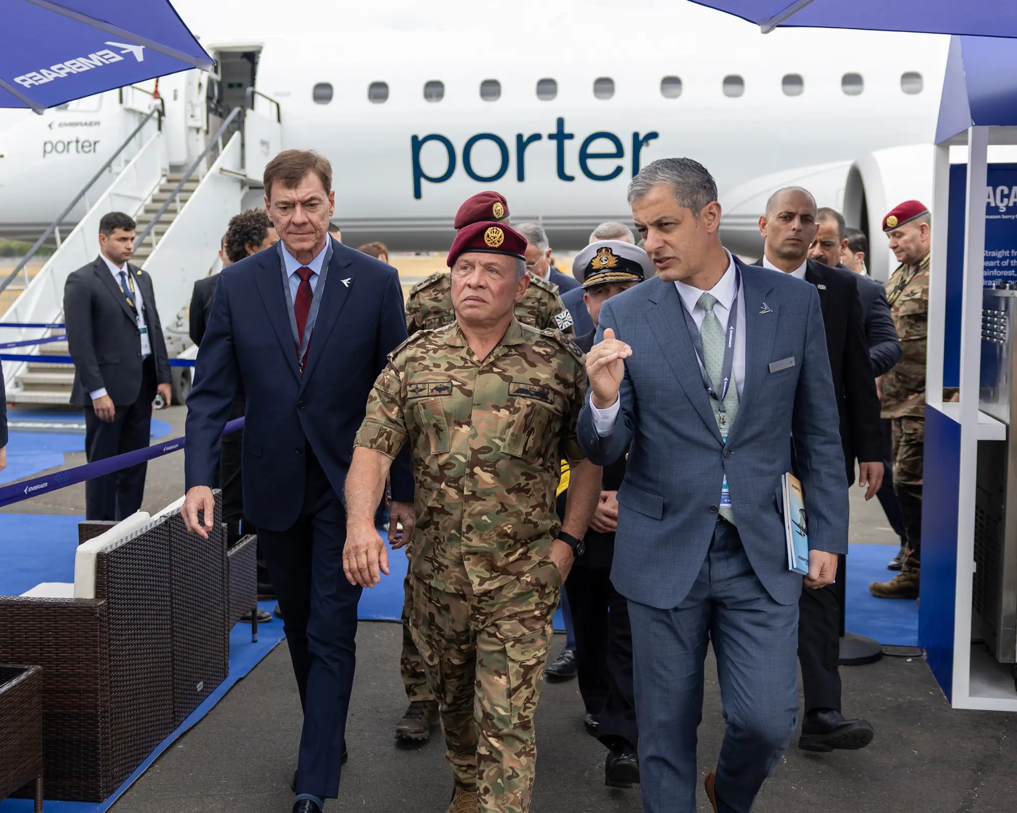His Majesty King Abdullah visits the Farnborough International Airshow 2026 in the United Kingdom, and is briefed on the latest advancements and technological innovations across the aviation and aerospace industries
(Photo courtesy of Royal Court)