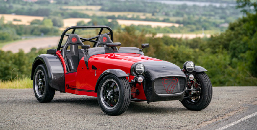 Top Down View of a Classic Lotus 7 Sports Car on Display at a