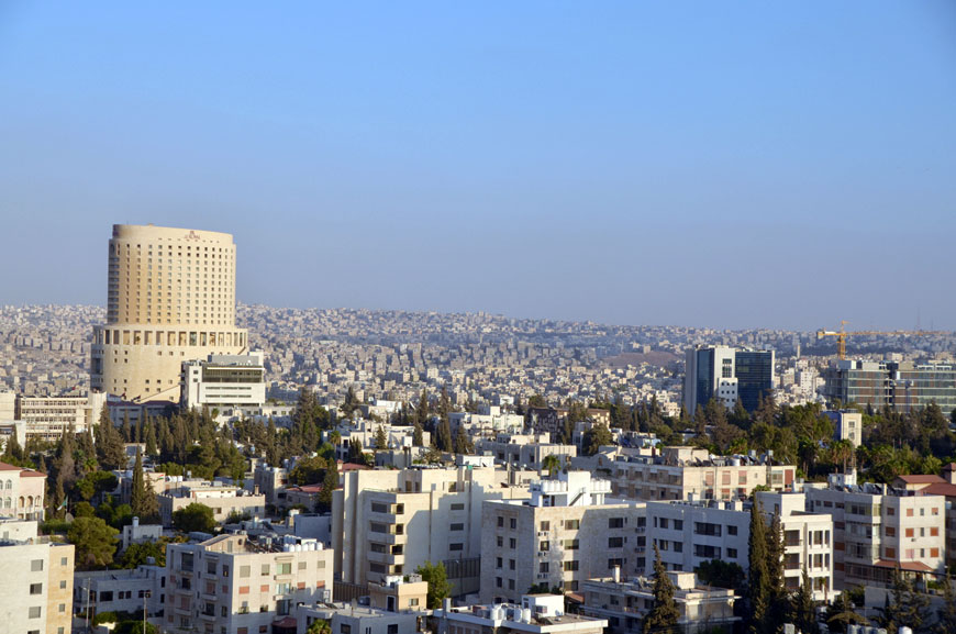 This recent photo taken from a location in west Amman shows on the horizon the less developed eastern parts of the city (Photo by Muath Freij)