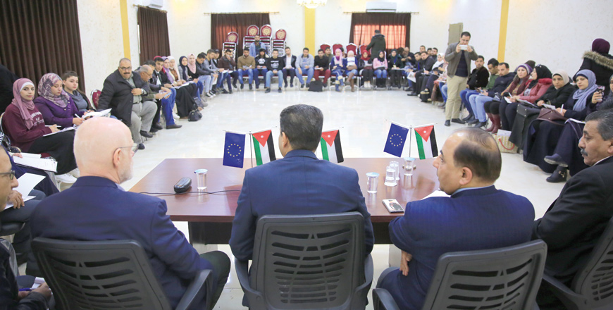 In this photo taken on Saturday, the ‘Youth and Political Participation in Jerash Governorate’ workshop can be seen in session (Photo courtesy of the EU-JDID)