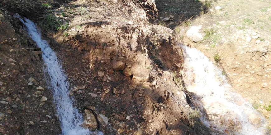 Eisha Spring in Raymoun is seen flowing again in this undated photo. The spring is some 10 kilometres west of Jerash (Photo courtesy of Bilal Bani Abdo)