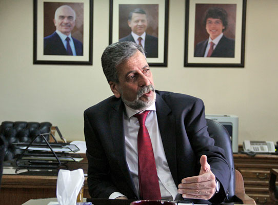 Minister of Political and Parliamentary Affairs Khaled Kalaldeh speaks to The Jordan Times in a recent interview (Photo by Osama Aqarbe)