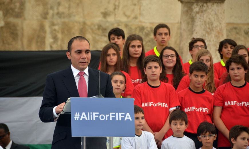 HRH Prince Ali announces his plan to run for FIFA presidency during a ceremony held at the Roman Theatre in downtown Amman on Wednesday  (Photo by Muath Freij)