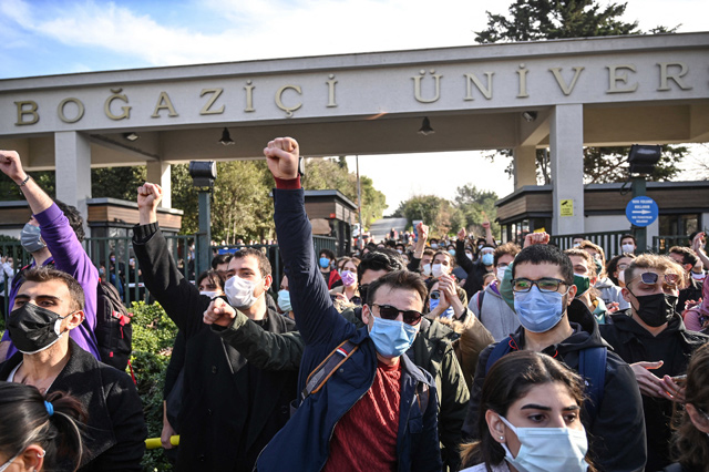 French instructors are finding support from their Turkish colleagues and students, who are upset at what they see as the government's growing interference in campus life (AFP file photo)