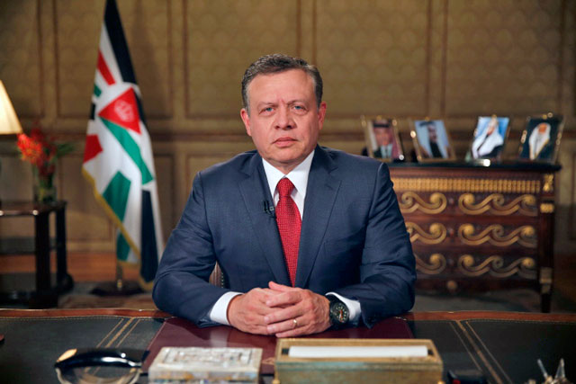 His Majesty King Abdullah addresses the nation on Tuesday on the occasion of the 70th Independence Day (Photo courtesy of Royal Court)